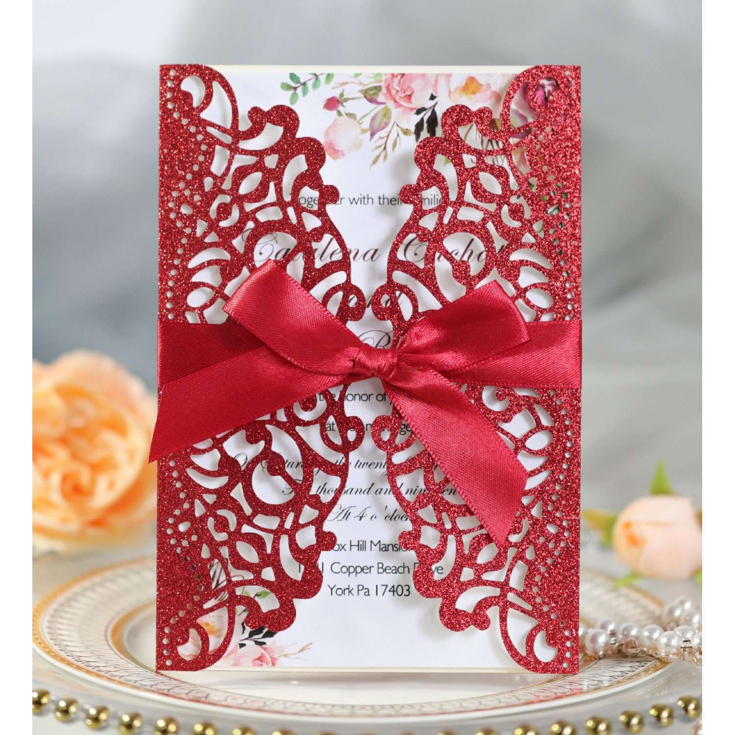 2020 Invitation Card Wedding Card Design Laser Cut Silvery Laser Cut Paper